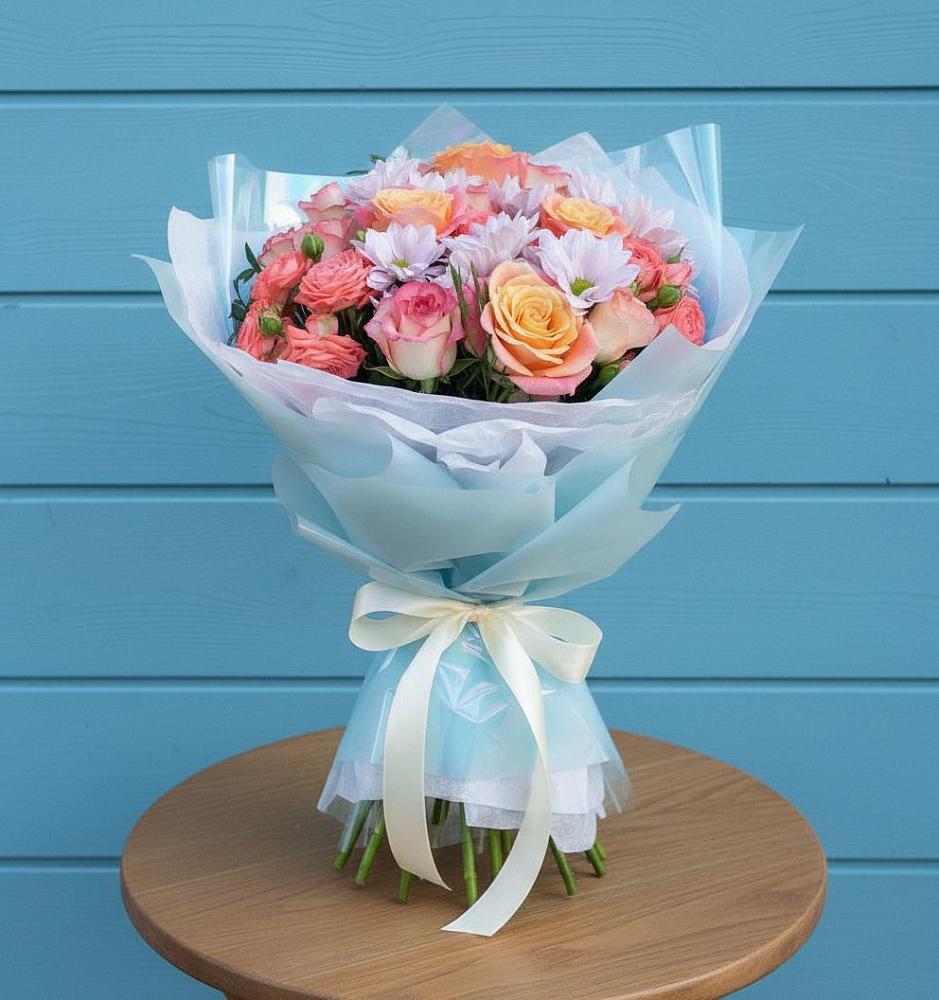 Букет цветов из: Хризантемы и Розы в Степыгино